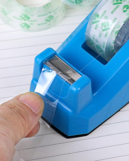 BOMEI PACK Transparent Tape Dispensers Desk, 1 Pack Blue with 12Rolls Transparent Tape, 1 Inch Core, for Gift Wrapping, School, Office and Home