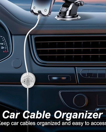 6 Pack Cord Organizer Magnetic Cable Clips, 360°Rotation Cable Clips - Adjustable Cord Holder for Nightstand, Adhesive Cable Management Cord Clips, Cable Holder & Charger Organizer（Clear）