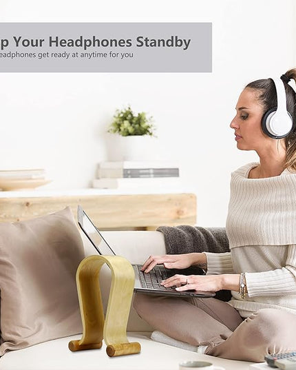 SAMDI Leather Headphone Stand Headset Stand Headphone Holder Universal Gaming Headset Holder - Birch