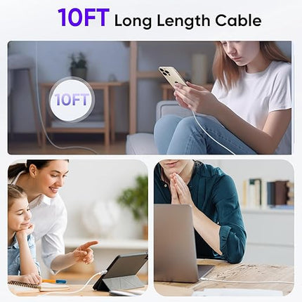 USB C to USB C,240W USBC Woven Charge Cable,10FT 2Pack Long USBC Cable Fast Charging Cord for Apple MacBook Pro/MacBook Air,iPad Pro/Air,iPad mini,iPhone 16e 16 15 ProMax Compatible 140W/100W/60W/45W