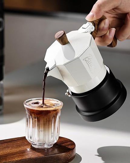 Bincoo Three Valve Espresso Maker Stovetop,Camping Moka Pot 2 Cup/120ML,Stove Top Espresso Italian Coffee Maker