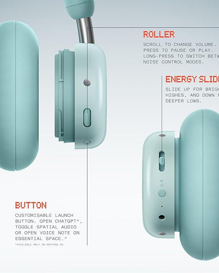 CMF by Nothing Headphone Pro Active Noise Canceling Wireless Headphones Bluetooth 5.4 Over The Ear Headset, 50H ANC Playtime, Bass&Treble Slider, Custom EQ&Spatial Audio, Hi-Res LDAC, Light Green
