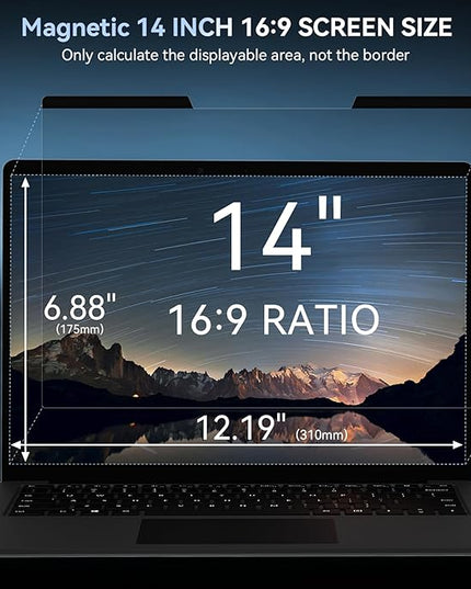 Mamol Magnetic Laptop Privacy Screen 14 inch ,16:9 Aspect Removable Anti Glare Protector Blue Light Privacy Screen Filter,Filter Shield Compatible with HP/Dell/Acer/Asus/Samsung/Lenovo/Thinkpad Envy
