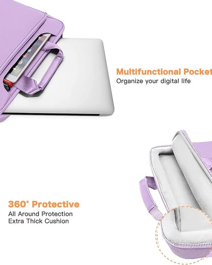 MOSISO 360 Protective Laptop Shoulder Bag Compatible with MacBook Air 15 M4 A3241 M3 A3114 M2 A2941/Pro 16 inch M4 M3 M2 M1, 15-15.6 inch Notebook,Matching Color Sleeve with Belt, Light Purple