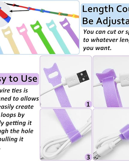 80pcs Cable Ties Reusable Macaron-inspired Color Wire Ties Cable Management Cord Ties Reusable for Electronics Hook and Loop Cable Ties for Computer 4 6 8 Inch with 6 Vibrant Colors