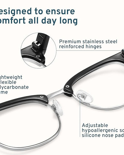 racico Computer Blue Light Blocking Glasses Blue Light Glasses Men Women, Anti Blu-Ray Gaming Glasses Lenses