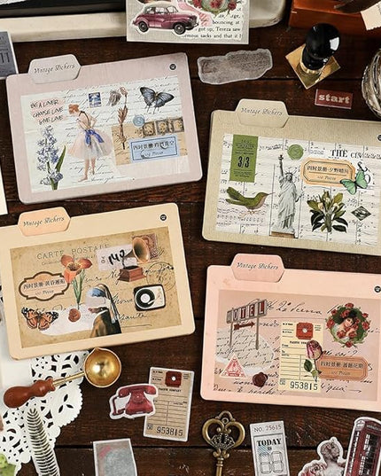 Maxleaf Vintage Washi Sticker Set, 400PCS Floral Retro Nostalgic Ephemera Stickers for Scrapbooking Journaling DIY Crafts Planner Diary Album Handmade Work Journal Envelope Gift Wrapping