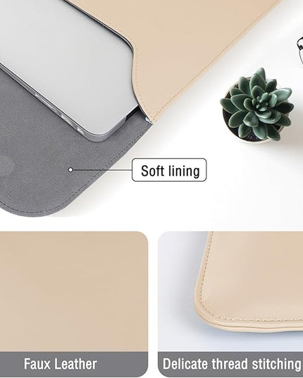 MOSISO Laptop Case 13 inch, 13 inch Laptop Sleeve Compatible with MacBook Air M4 M3 M2 M1 2025-2018 / Pro M2 M1 2025-2016, Faux Suede Leather Case with Small Bag, Apricot