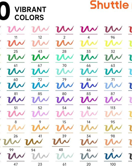 Shuttle Art Dual Tip Brush Pens, 70 Colors, Fine and Brush Dual Tip Markers Set, Portable Storage Case, Ideal for Calligraphy, Coloring, Doodling, Writing