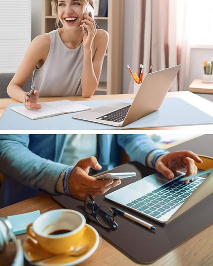 YSAGi Non-Slip Leather Desk Pad, Waterproof Laptop Computer Desk Keyboard Mat, Table Protector Blotter Mat, Large Mouse Pad for Office/Work/Home/Decor(Dark Brown, 23.6" x 13.7")