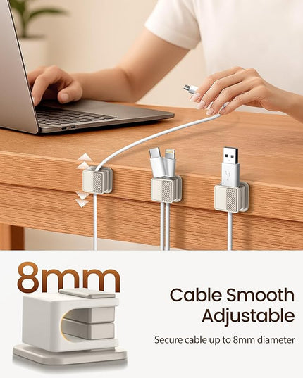 6 Pack Magnetic Cable Clips, Glow in The Dark Cable Holders, GolbinBox Cord Organizer with Shockproof Silicone, Fits up to 8mm Adhesive Cord Clips for Desk, Wall, Nightstand, Car, Home, Office, Stone