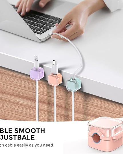 AhaStyle Magnetic Cable Organizer [1s Lock] 6 Pack Cord Holders Cable Clips Strong Adhesive Hide Cable Cord Keeper Adhesive Wire Organizer Keeper for Nightstand Kitchen Car Office