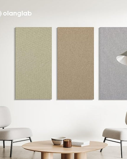 Olanglab Acoustic Panels 2 Pack, 48''x24'' Large Sound Panels, Fabric Wrapped Sound Proof Foam Panels for Walls, Sound Absorbing Panels for Recording Studio Acoustical Treatments (Ivory)