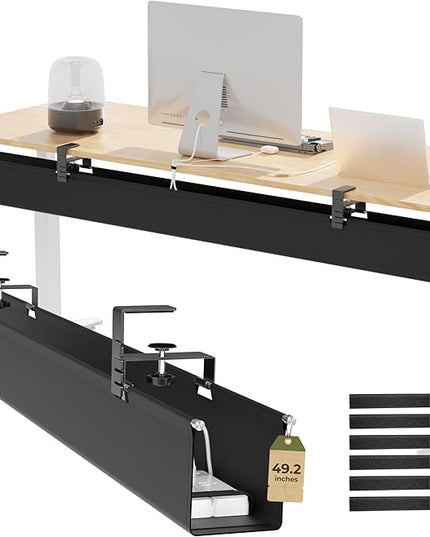 [Upgraded] 49.2" Under Desk Cable Management Tray, Orapoke Cable Management Under Desk No Drill, Large Fabric Cord Hider for Wire Organization, Cord Organizer Supports Up to 30lbs for Office, Home