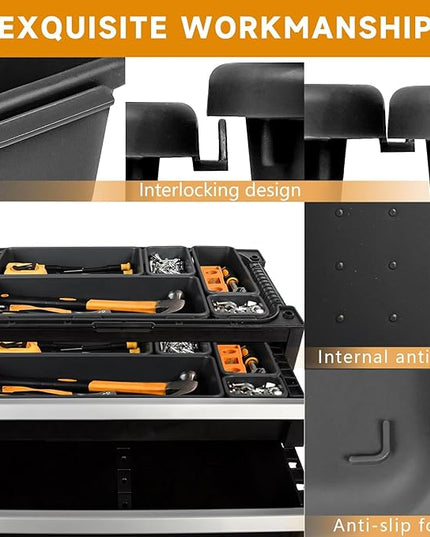 [60 PCS Upgraded] FLYVOLE Tool Box Organizer Tray, Toolbox Desk Drawer Organizer, Tool Box Tray, Toolbox Organization Storage for Rolling Tool Chest (60 PCS)