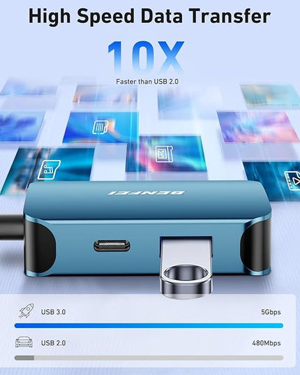 BENFEI USB C HUB 4-in-1, USB Type-C to HDMI VGA Adapter, USB C to USB Adapter, USB Type-C Power Delivery, Compatible with iPhone 15 Pro/Max, MacBook Pro/Air 2023, iPad Pro, iMac, S23, XPS 17