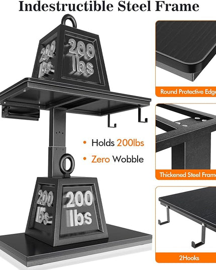 Height Adjustable Computer Tower Stand with Wheels and Charging Station,2-Tier PC Stand for Floor or Carpet,PC Holder Under Desk for ATX-Case,Office,Home,Gaming Room (Black)