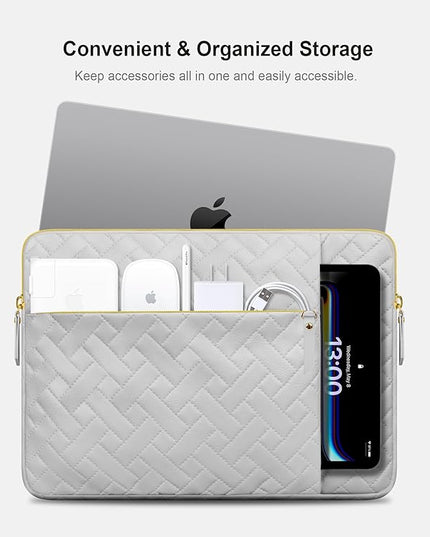Lacdo Laptop Sleeve Case for 15 inch New MacBook Air M4 A3241 2025, M3 A3114, M2 A2941 2024-2023, 15 inch MacBook Pro A1990 A1707, Dell XPS 15 Plus Computer Bag with Accessory Pocket, Space Gray