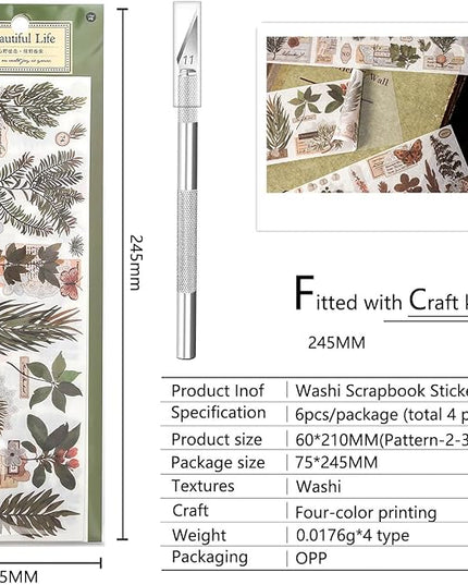 Ptyism 426 Pcs/24 Sheets Stickers for Scrapbooking,Sticker for Journaling Scrapbooking Stickers for Scrapbooking Art Journal Bullet Journal Accessories