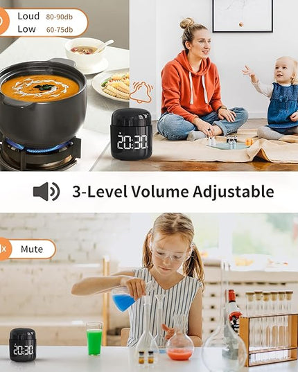 Digital Kitchen Timer,Countdown Countup Timer with Large LED Display Volume Adjustment,Timer for Cooking, Classroom Time for Kids and Teachers. (Black)