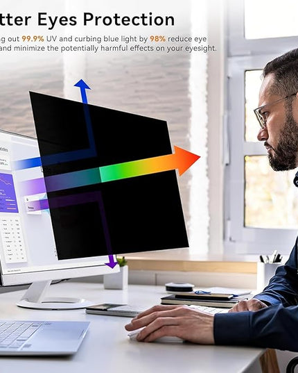[5-Pack] 25 Inch Computer Privacy Screen for 16:9 Widescreen Monitor, Anti Glare Anti-UV Eye Protection Desktop PC LED Monitor Filter, Removable Anti-Scratch Screen Film 25in