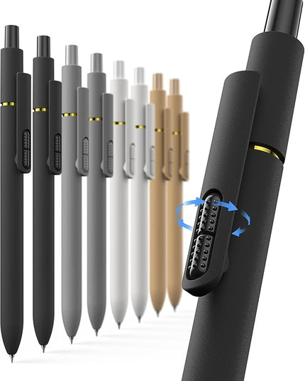 Hiacry 8 Pcs Gel Pens - 0.7mm Fine Point Smooth Writing Black Ink, Quick-Dry Long Lasting Fidge Pens, School & Office Supplies for Men Women