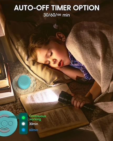 Babelio White Noise Sound Machine for Adults Kids Baby, Mini, 15 Non-looping Sounds, Timer, Memory Function, Easy to Pocket and Travel Cyan