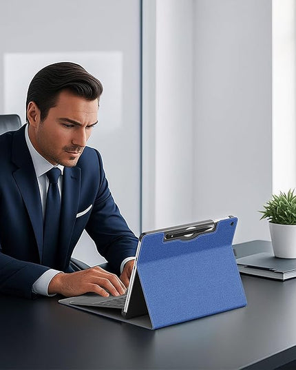 Tablet Case for 2025 New Microsoft Surface Pro 1st Edition 12-inch, PU Leather & Hard Shell Laptop Protective Cover with Multi-Angle Built-in Kickstand & Pen Holder (Blue)