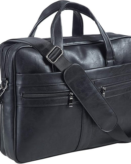 seyfocnia Men's Leather Messenger Bag, Laptop Briefcase Business Satchel Computer