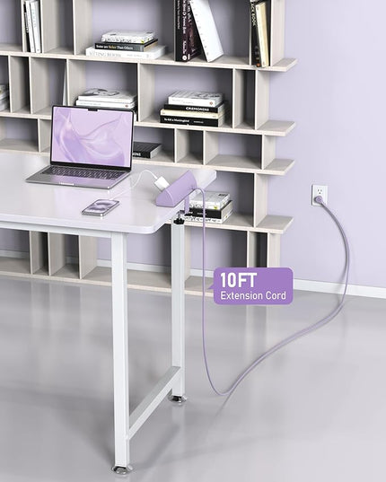 Jgstkcity Desk Clamp Power Strip,45W Fast Charging Station,4 USB-C,4 USB-A,1200J Surge Protector,ETL Listed,1875W Extension Cord,Multiple Outlets for Home, Office (Purple, 10 FT Cable)