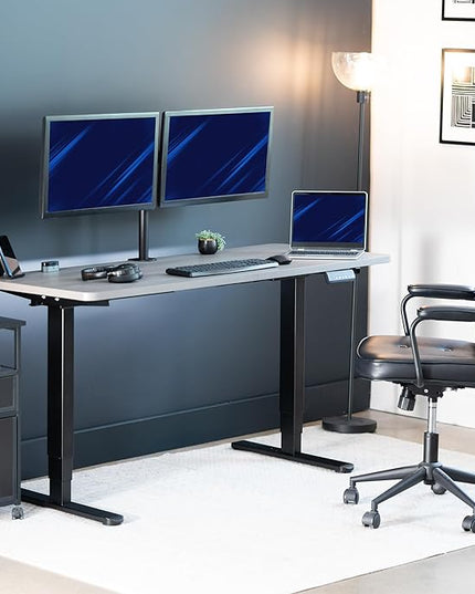 VIVO Electric 60 x 24 in Dual Motor Sit Stand Desk, Memory Height Adjustment, 2B Series, Dark Gray Top Black Frame, DESK-KIT-2B6G