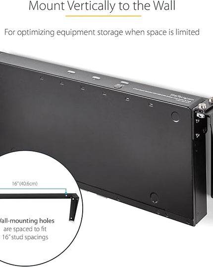 StarTech.com 1U Wall Mount Patch Panel Bracket – 19 in – Steel - Vertical Mounting Bracket for Networking and Data Equipment, TAA (RK119WALLV)