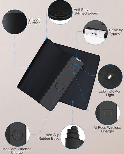 TopMade Mouse Pad with 15W Wireless Charging, Waterproof Gaming Mousepad with Ultra-Smooth Surface, Non-Slip Base, 31.5"x15.75" XXL Large Desk Pad (Includes 20W PD Power Adapter & 6.56ft Woven Cable)