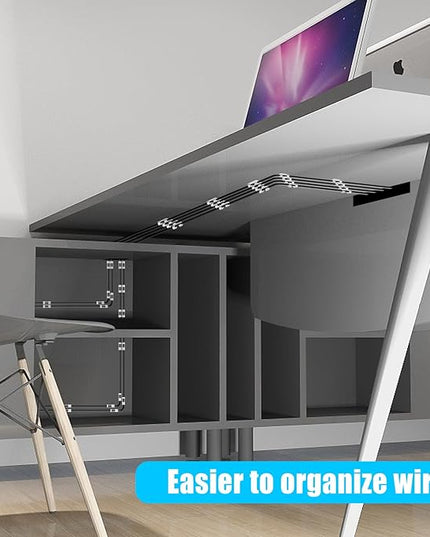 XHF 35pcs Large Self Adhesive Cable Clips White,Wire Clips Cable Management Wire Organizer Cord Holder for Under Desk, Car, Wall, TV PC Ethernet Cable