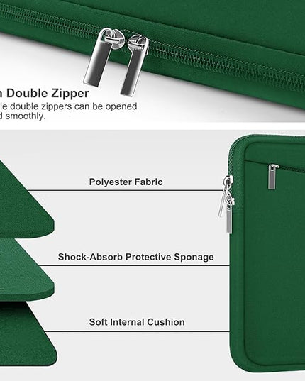 15.6 inch Laptop Sleeve, Durable Carrying Bag Protective Case Briefcase Handbag with Front Pocket, Slim Computer Cover for 15-16 Inch HP, Dell, Lenovo, Asus, Notebook, Dark Green