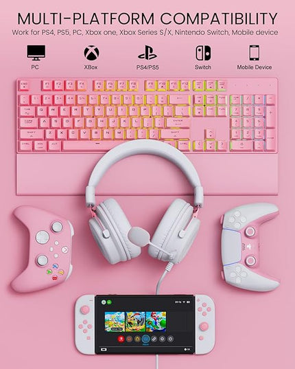 EKSA E900 Headset with Microphone for PC, PS4,PS5, Xbox - Detachable Noise Canceling Mic, 3D Surround Sound, Wired Headphone for Gaming, Computer, Laptop, 3.5MM Jack