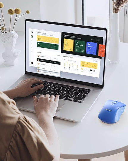 seenda Wireless Mouse, Bluetooth & 2.4G USB Dual Mode for Laptops & Computers - Mac & Windows Compatible - Blue