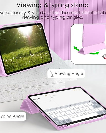 ZryXal iPad Pro 11 Inch Case (M5) 2025/ (M4) 2024 (Model: A2836/A2837/A3006), Trifold Stand Smart Cover with Pencil Holder and Soft TPU Back, Auto Wake/Sleep (Pastel Violet)