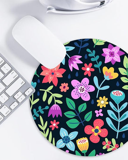 Red Flowers Round Mouse Pad,Funny Small Mouse Pad with Non-Slip Rubber Base,Mouse Mat,Home Office Decor Desk Accessories,8.7inch Round Mouse Pad 2