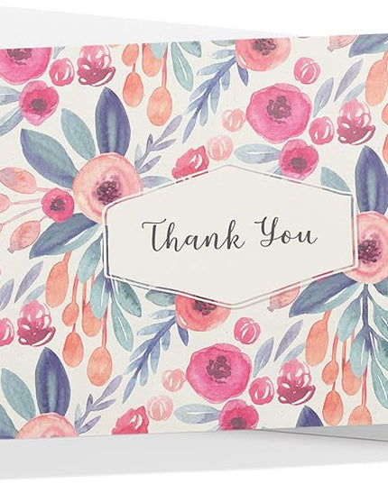 Twigs Paper Thank You Card Set - 12 Assorted Greeting Cards For All Occasions - Thank You Cards with Envelopes - Appreciation Cards - Eco Friendly - Made In USA - 5.5 x 4.25 Inch Size - Floral Themed
