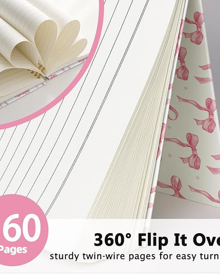 Cute Pink Diary Journal for Teen Girls & Women, Cute School Supplies - Cute Preppy Bow Stuff Birthday Gifts for Women Girls, Coquette Stuff Pink Bow Bible Hardcover Spiral Notebook 5.5x8.3