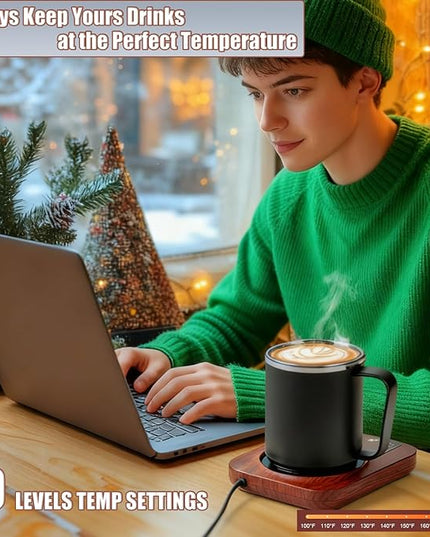 Coffee Mug Warmer, Smart Cup Warmer for Desk with 9 Temperature Settings (100℉-180℉), Auto Shut Off 1-12H Timer, LED Indicator, 4 inch Heating Plate for Coffee, Tea, Milk, Candle Warming