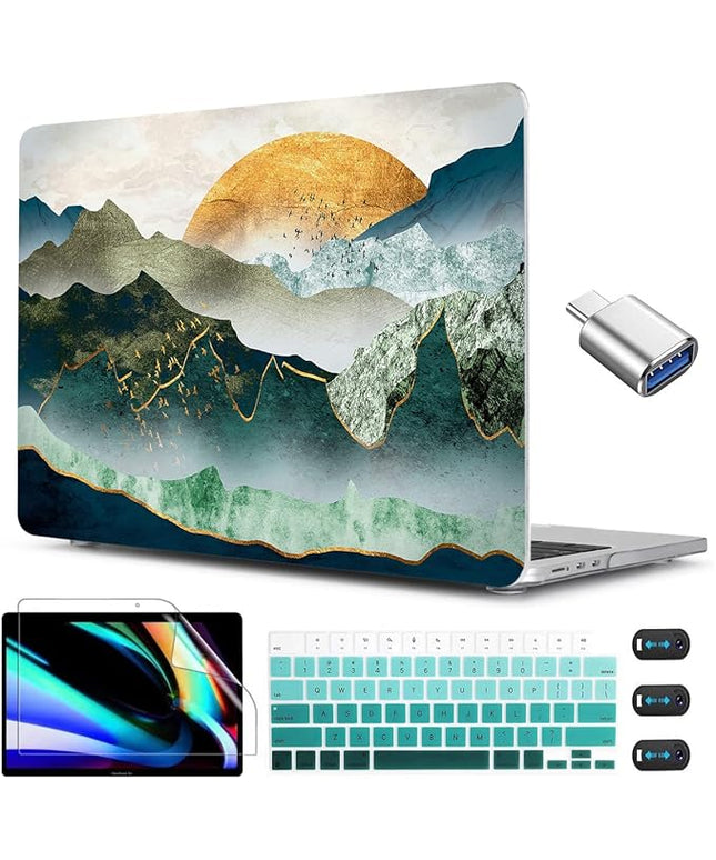 CISSOOK Mountain Case for MacBook Air 13.6 inch 2025 2024 2022 Release Model A3240 A3113 A2681, Plastic Sunshine Mountain Scenery Cover for MacBook Air 13 M4 M3 M2 Case with Keyboard Cover