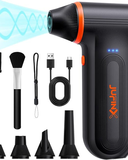 X117 Compressed Air Duster-150000RPM Super Power Snow Blower, 3-Gear Adjustable Mini Blower with Fast Charging, Electric Air Duster for Leaves,Snow,Computer, Keyboard, House, Outdoor,and Car