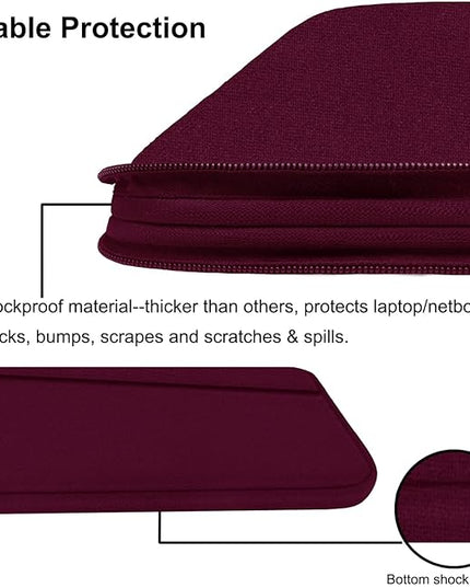 Laptop Sleeve 15.6 inch, Durable Computer Carrying Bag Protective Case Briefcase Handbag with Front Pocket, Slim Laptop Cover for 15.6 Inch HP, Dell, Lenovo, Asus, Notebook, Wine Red