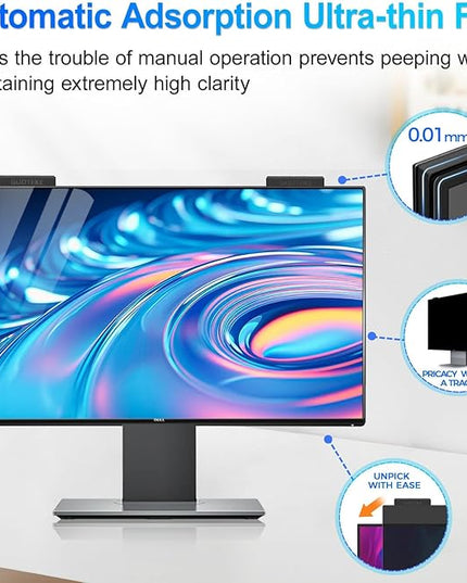 GUDTEKE Magnetic 27 Inch Privacy Screen for Computer Monitor 16:9 Aspect Ratio, Hanging Removable Anti-Blue/Glare Protector Film, Anti Spy Desktop Security Private Filter 27in