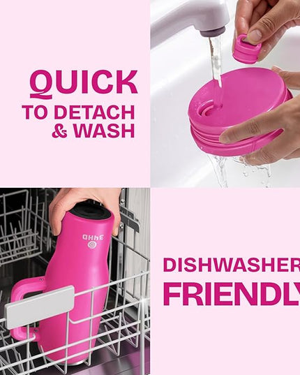 34HD 40 oz Stainless Steel Tumbler - Leakproof Insulated Water Bottle with Handle, Magnetic Lid and Flexible Straw - Iced for 48 Hours – Perfect for Men, Women, Birthday Gift, Pink - Hot Pink