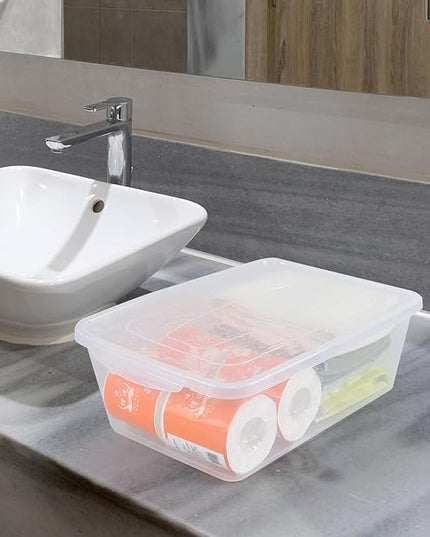 12 Packs Plastic Storage Box Clear, Storage Plastic Containers with Lid, 16 Quart