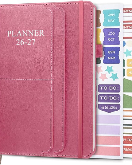 2026-2027 Planner - Weekly & Monthly Planner Runs from January 2026 to June 2027, 5.8" x 8.25", 18 Month Planners, 14 Notes Pages, Inner Pocket, PU Leather Hard Cover, Rose Monthly Planners 2026-2027