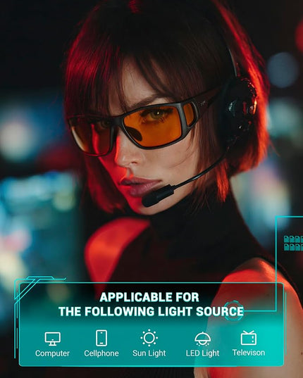 TIJN Sonia Sleep Glasses for Blue & Green Light Blocking,Red Lens with Dual AR Coating,Wraparound Frame for Gaming Screen